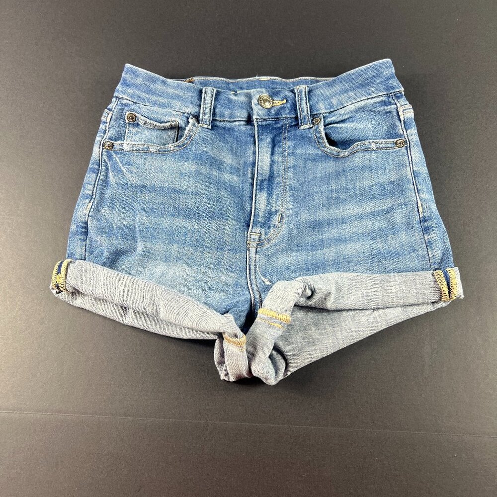 American Eagle Shorts Women's 24* Curvy Hi Rise Blue Cuffed Denim Jorts Tag 0